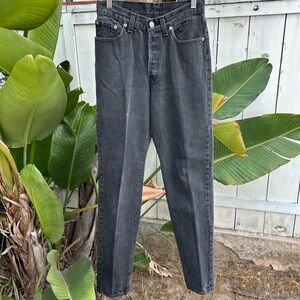 Vintage 1992 Levi’s 17501 Women’s High Waisted Tapered Black Jeans 26x31 USA